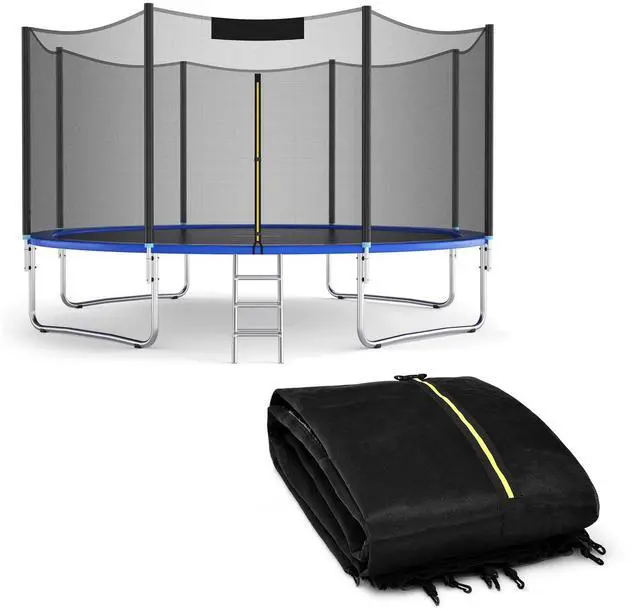 Main image of Trampoline Safety Net, 8 10 12 14 15 16Ft Weather-Resistant Replacement Enclosure Net for Round Frame, with Double-Headed Zippers, Protection Buckles & Enhanced Hook, Poles Not Included