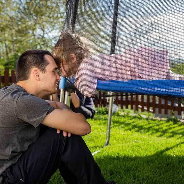 Alt view image 3 of 7 - Trampoline Safety Net, 8 10 12 14 15 16Ft Weather-Resistant Replacement Enclosure Net for Round Frame, with Double-Headed Zippers, Protection Buckles & Enhanced Hook, Poles Not Included