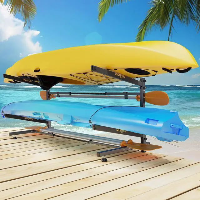 Main image of Kayak Storage Rack, Adjustable Heavy Duty Kayak Rack for Kayaks Paddle Boards, Kayak Paddle Holder for Garage, Spacesaver, Gentle on Padding, Boat Organizer
