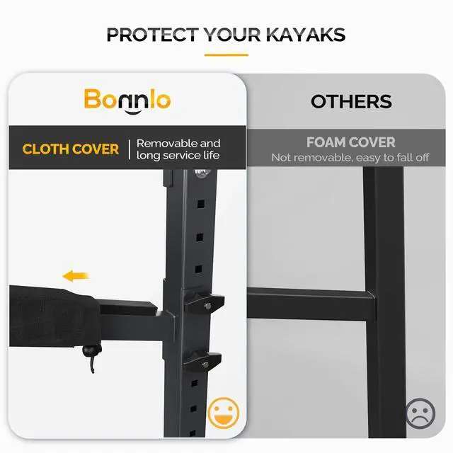 Alt view image 5 of 7 - Kayak Storage Rack, Adjustable Heavy Duty Kayak Rack for Kayaks Paddle Boards, Kayak Paddle Holder for Garage, Spacesaver, Gentle on Padding, Boat Organizer