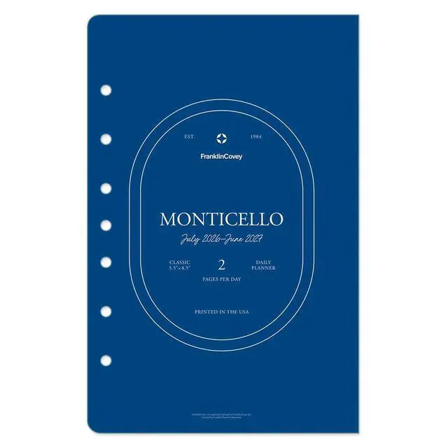 Alt view image 2 of 7 - FranklinCovey - Monticello Ring-Bound Planner Refill - Two Page Per Day (Classic, Jul 2026 - Jun 2027)