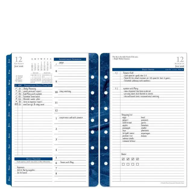 Alt view image 5 of 7 - FranklinCovey - Monticello Ring-Bound Planner Refill - Two Page Per Day (Classic, Jul 2026 - Jun 2027)