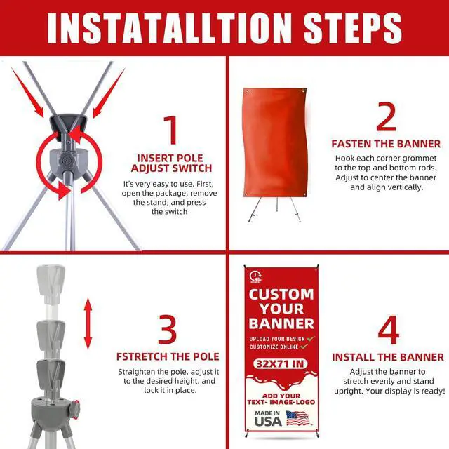 Alt view image 3 of 7 - Custom X Banner Stand 32"x71",Portable Retractable Banner with Travel Bag for Advertising,Party,Graduation, Celebration,Exhibition,Outdoor & Indoor Display (Only Stand 2Pack)