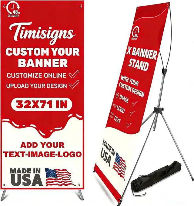 Main image of Custom X Banner Stand 32"x71",Portable Retractable Banner with Travel Bag for Advertising,Party,Graduation, Celebration,Exhibition,Outdoor & Indoor Display (Only Stand 2Pack)