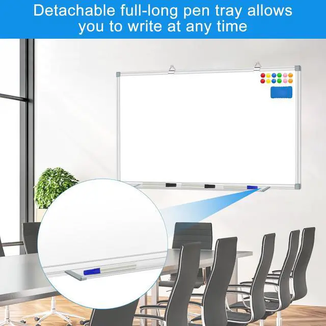 Alt view image 2 of 7 - White Board Dry Erase Whiteboard for Wall 48" x 36" Aluminum Presentation Magnetic Whiteboards with Long Pen Tray, 12 Magnets, 3 Markers & 1 Eraser