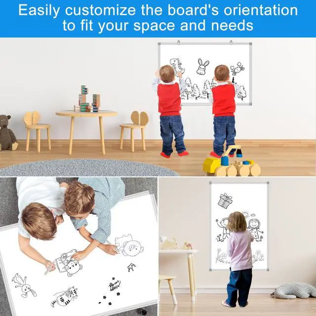 Alt view image 6 of 7 - White Board Dry Erase Whiteboard for Wall 48" x 36" Aluminum Presentation Magnetic Whiteboards with Long Pen Tray, 12 Magnets, 3 Markers & 1 Eraser