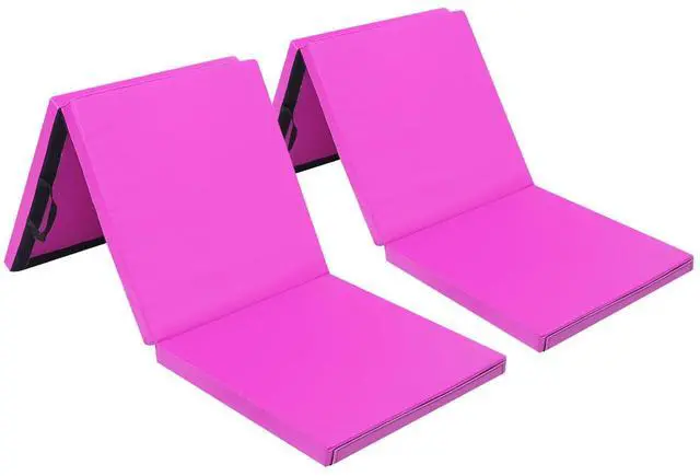 Main image of 6' Folding Tri-fold Gymnastics Gym Exercise Aerobics Mat, 6ft x 2ft x 2in PU Leather Tumbling Mats with Hook & Loop Fastener for Stretching Yoga Cheerleading Martial Arts