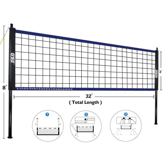 Alt view image 2 of 6 - GSE Badminton and Volleyball Combo Set, Yard Net Game, for Outdoor | Easy Assembly Net Set, Ball, Pump, Boundary Line and Carry Bag Included, for Backyard, Beach, Lawn and Park, Family Games