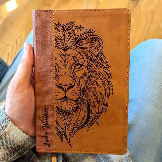 Alt view image 2 of 7 - Personalized NIV Personal Bible with Crown of Thorns | Large Print (Brown Lion Front)
