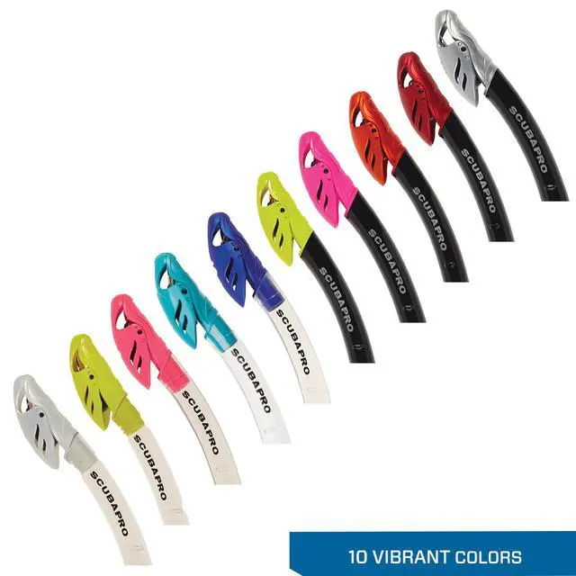 Alt view image 5 of 6 - Spectra Dry Snorkel with Purge Valve, Flexible Lower Corrugated Tube, Regulator-Style Mouthpiece and Quick-Connect Clip
