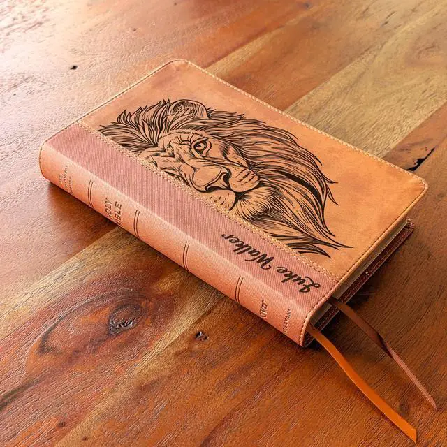 Alt view image 3 of 7 - Personalized NIV Personal Bible with Crown of Thorns | Large Print (Brown Lion Front)