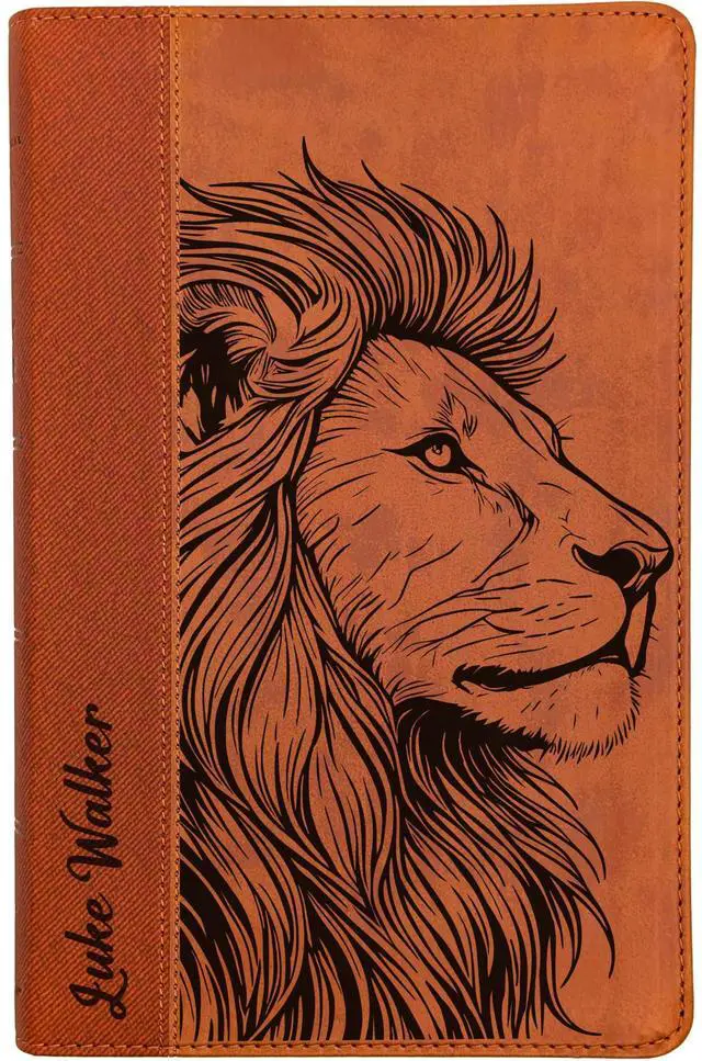 Main image of Personalized NIV Personal Bible with Crown of Thorns | Large Print (Brown Lion Side Profile)