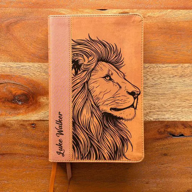 Alt view image 5 of 7 - Personalized NIV Personal Bible with Crown of Thorns | Large Print (Brown Lion Side Profile)