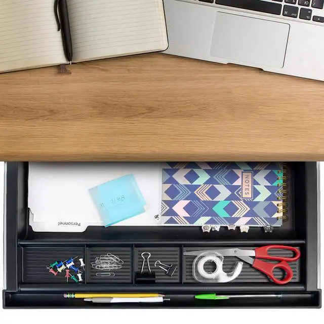 Alt view image 2 of 7 - Large Under Desk Pencil Drawer 16 inch Deep | 21.25 W, Ball Bearing Slide-Out Organizer for Office Supplies, Paper & Pencils | Fits Desks Over 1 Thick, Adjustable Extension 16.2528