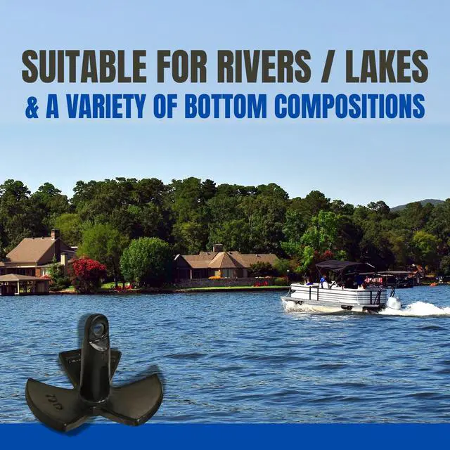Alt view image 6 of 7 - Black PVC Vinyl Coated River Anchor | Durable Scratch-Resistant Finish | Secure Hold in Mud, Sand & Gravel | Available in 830 lb for Small to Large Boats
