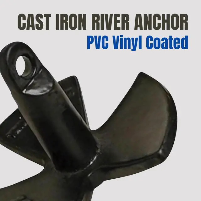 Alt view image 4 of 7 - Black PVC Vinyl Coated River Anchor | Durable Scratch-Resistant Finish | Secure Hold in Mud, Sand & Gravel | Available in 830 lb for Small to Large Boats