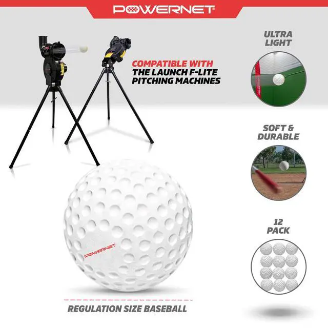 Alt view image 3 of 6 - Launch F-lite Softball & Baseball Pitching Machine, Dimpled Practice Balls, Bucket of Baseballs, Coaching Bucket Bundle for Pitching Machine, Baseball Training Equipment