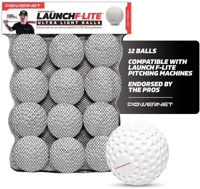 Main image of Launch F-lite Softball & Baseball Pitching Machine, Dimpled Practice Balls, Bucket of Baseballs, Coaching Bucket Bundle for Pitching Machine, Baseball Training Equipment