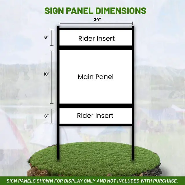 Alt view image 4 of 6 - Real Estate Yard Sign Metal H-Frame, 18 x 24 Slide-in with (2) Riders, Black (Pack of 1), C 290
