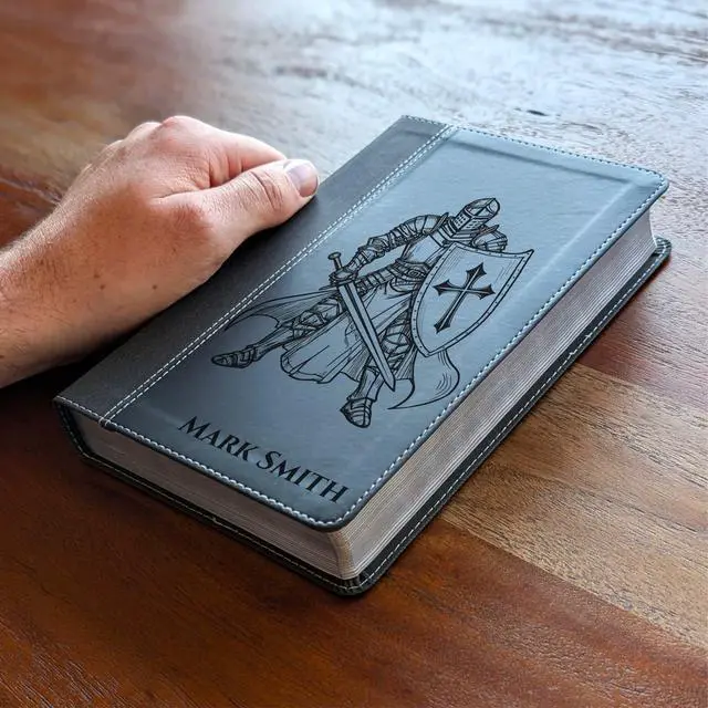 Alt view image 3 of 7 - Personalized NIV Personal Bible with Crown of Thorns | Large Print (Black Knight Standing Solo)
