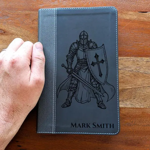 Alt view image 5 of 7 - Personalized NIV Personal Bible with Crown of Thorns | Large Print (Black Knight Standing Solo)