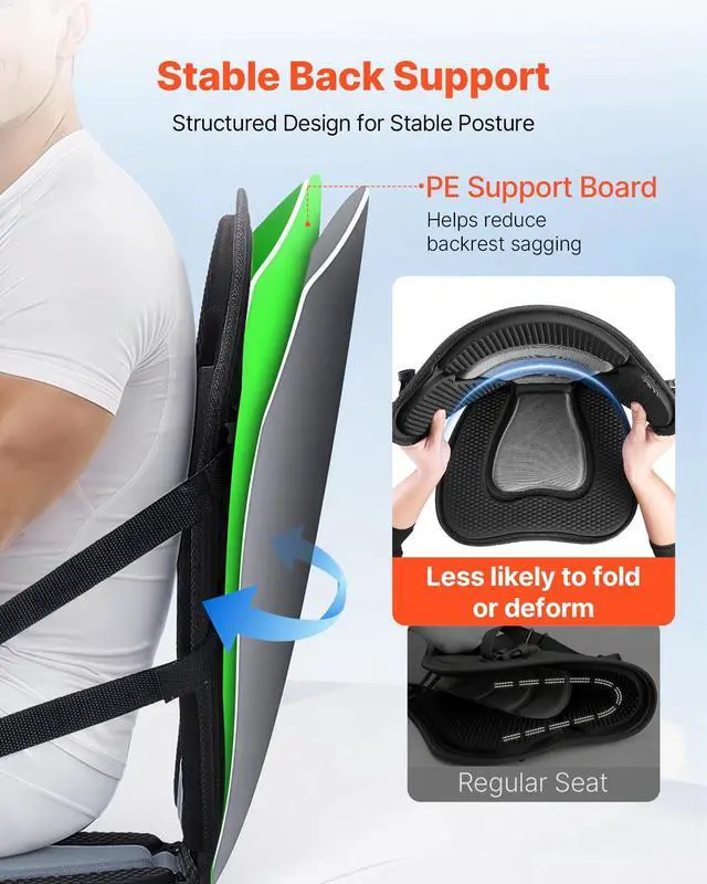 Alt view image 3 of 7 - Kayak Seat, Universal Paddle Board Seat with Adjustable Back Support, Multiple Thickness Options (0.5 to 2.6), Soft Padded Cushion & Storage Bag for SUP, Canoe, Fishing Boat, Inflatable Kayak
