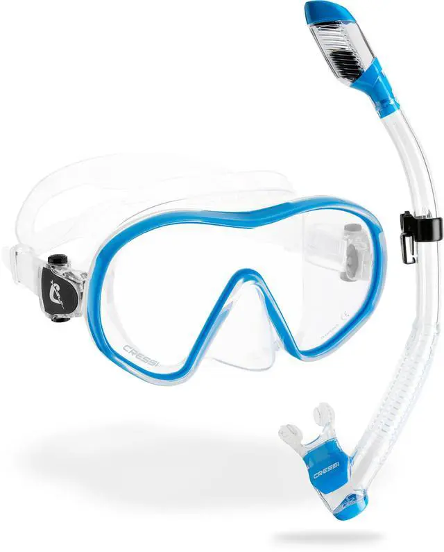Alt view image 2 of 7 - Single Lens Frameless Scuba Mask & Dry Snorkel for Snorkeling, Scuba Diving, F-Dual & Supernova Dry: Designed in Italy
