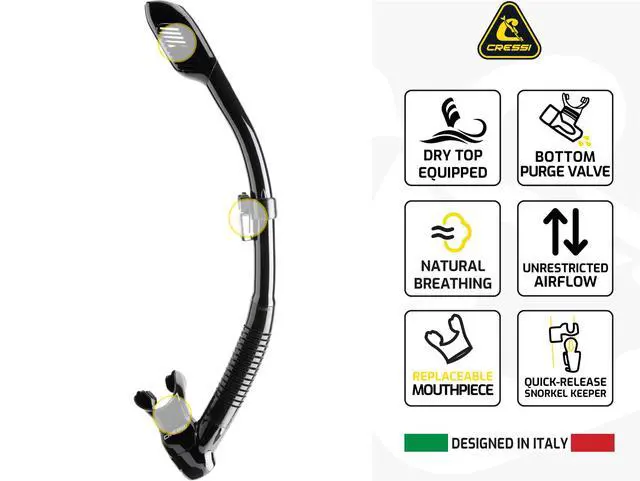 Alt view image 4 of 7 - High Performance Snorkeling Kit - Adult Diving Mask and Snorkel - Big Eyes & Supernova Dry- Designed in Italy