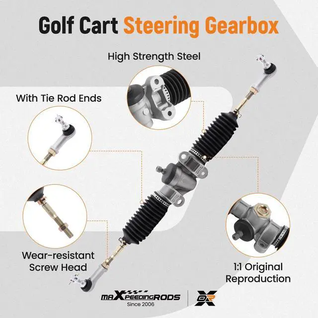 Alt view image 5 of 7 - Golf Cart Steering Gear Box Assembly, Steering Rack & Pinion for Club Car Precedent Gas and Electric Golf Carts 2004 & up, 102288601, 103679701