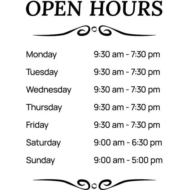 Alt view image 2 of 7 - Hours of Operation Signs for Business Door or Window - Personalized Business Hours Sign Vinyl Decal, Custom Store Sign for Glass Door, Storefront, Office Open Hour Signs - Weatherproof, Made in USA