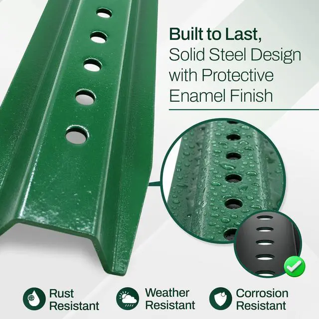 Alt view image 2 of 7 - U Channel Sign Post, 8 Ft. Green Baked Enamel Steel, 1.1 lbs per Foot, Medium Weight with Pre Drilled Holes for Easy Mounting, Heavy Duty Metal Sign Mounting Pole (Pack of 1)