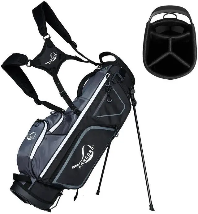 Main image of Golf Stand Bag with 4 Way Full Length Dividers, 4.4 Lbs Lightweight Golf Bag for Men Women, Waterproof Golf Carry Bags w/Stand, 7 Pockets & Cooler Pouch, Dual Straps, Rain Hood