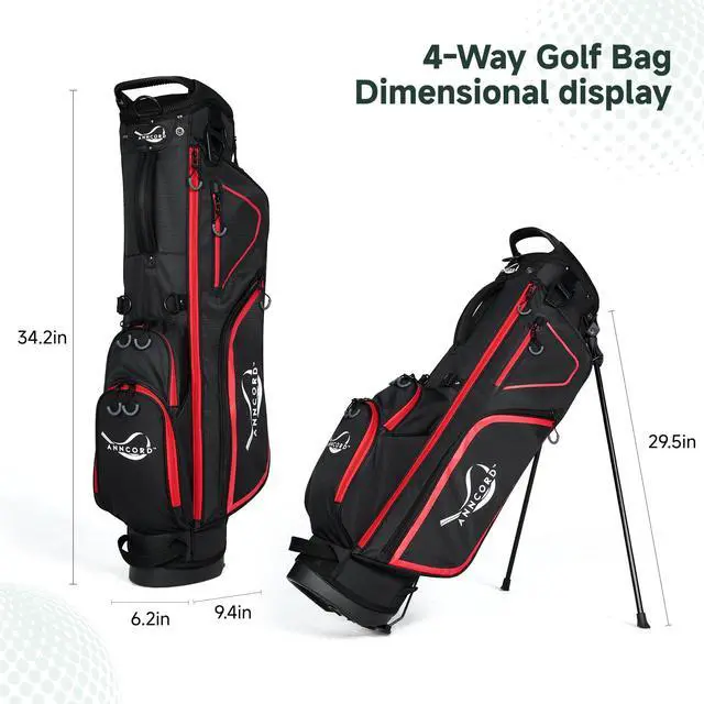 Alt view image 6 of 7 - Golf Stand Bag with 4 Way Full Length Dividers, 4.4 Lbs Lightweight Golf Bag for Men Women, Waterproof Golf Carry Bags w/Stand, 7 Pockets & Cooler Pouch, Dual Straps, Rain Hood