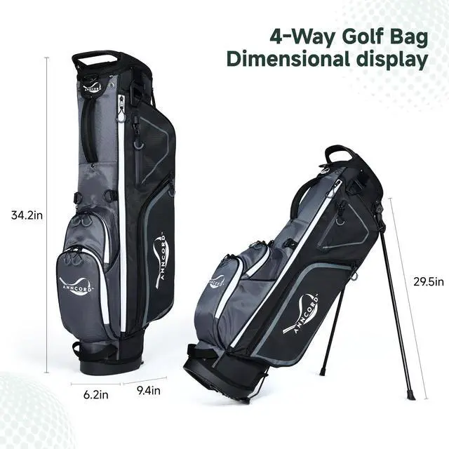 Alt view image 6 of 7 - Golf Stand Bag with 4 Way Full Length Dividers, 4.4 Lbs Lightweight Golf Bag for Men Women, Waterproof Golf Carry Bags w/Stand, 7 Pockets & Cooler Pouch, Dual Straps, Rain Hood