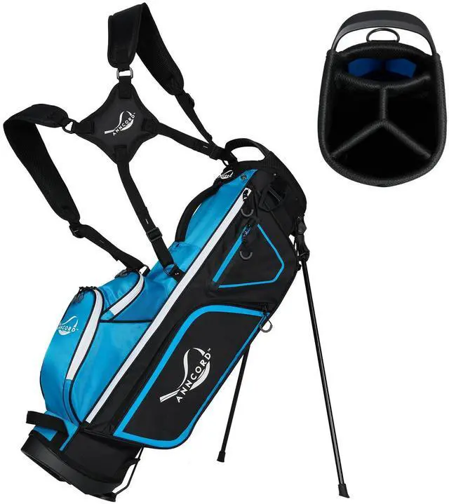 Main image of Golf Stand Bag with 4 Way Full Length Dividers, 4.4 Lbs Lightweight Golf Bag for Men Women, Waterproof Golf Carry Bags w/Stand, 7 Pockets & Cooler Pouch, Dual Straps, Rain Hood