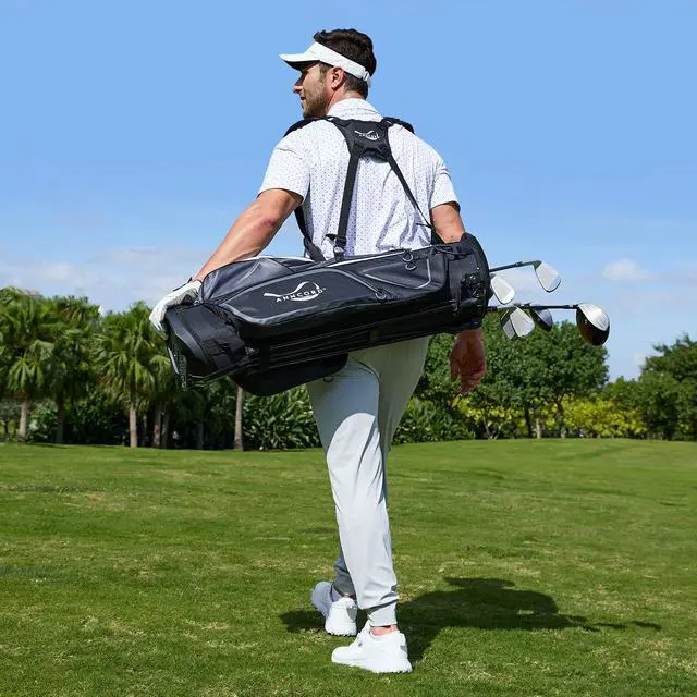 Alt view image 7 of 7 - Golf Stand Bag with 4 Way Full Length Dividers, 4.4 Lbs Lightweight Golf Bag for Men Women, Waterproof Golf Carry Bags w/Stand, 7 Pockets & Cooler Pouch, Dual Straps, Rain Hood