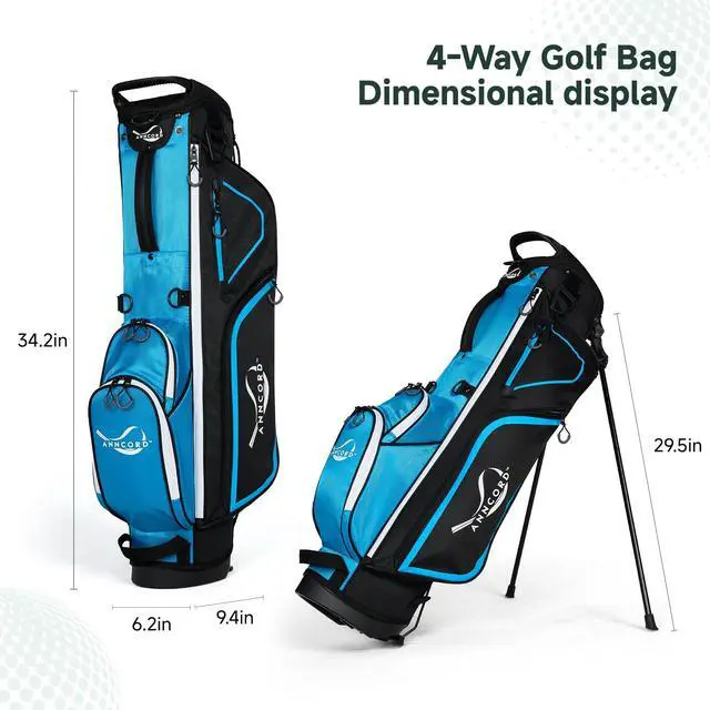 Alt view image 6 of 7 - Golf Stand Bag with 4 Way Full Length Dividers, 4.4 Lbs Lightweight Golf Bag for Men Women, Waterproof Golf Carry Bags w/Stand, 7 Pockets & Cooler Pouch, Dual Straps, Rain Hood