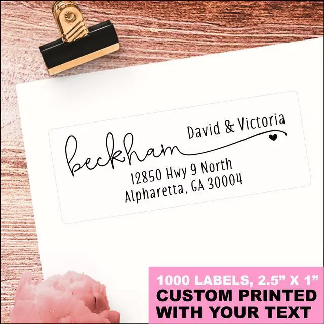 Main image of White Address Labels - Personalized Return Address Labels, Mailing and Shipping Labels for Envelopes, Packages, Business, Home by (1000, Heart)