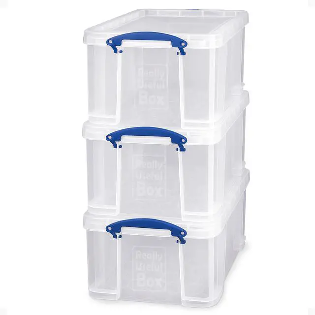 Main image of 3-Pack Clear Stackable Storage Containers with Snap Lids, 32 Liters - Plastic Organizer Bins with Clip-Lock Handles for Home, Bedroom, Closet, Bathroom, Garage, and Office