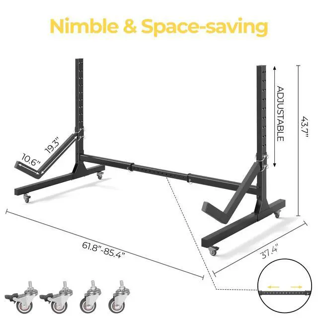 Alt view image 2 of 7 - Freestanding Adjustable Kayak Storage Rack, 1 Side Kayak Bracket, Durable Kayak Rack with Lockable Wheels for Indoor, Outdoor, Garage, Shed, Dock