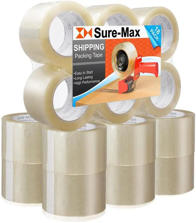 Main image of 18 Rolls Extra-Wide Shipping & Packing Tape (3" x 110 yard/330' Each) - Moving & Adhesive Carton Sealing - 2.0mil Clear