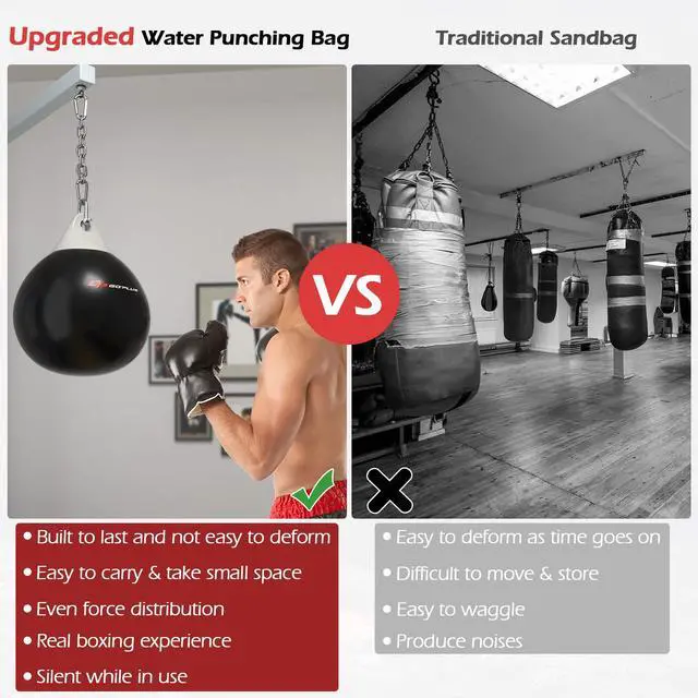 Alt view image 7 of 7 - Water Aqua Bag, 21'' 180 Pound /18 110 Pound Heavy Punching Bag with Adjustable Metal Chain, Water Injection Hose, Boxing Training Bag for Adults Fitness, MMA