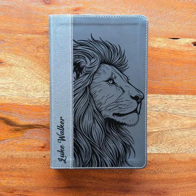 Alt view image 5 of 7 - Personalized NIV Personal Bible with Crown of Thorns | Large Print (Black Lion Side Profile)