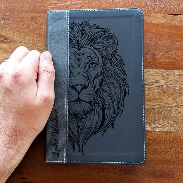 Alt view image 2 of 7 - Personalized NIV Personal Bible with Crown of Thorns | Large Print (Black Lion Front)