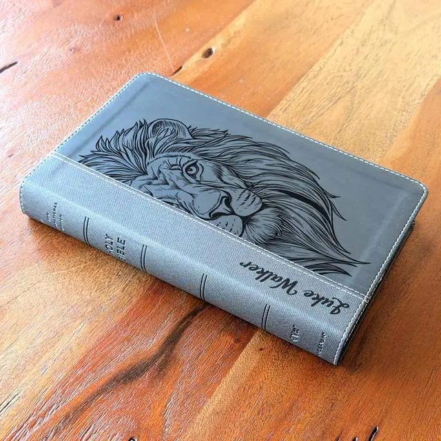 Alt view image 3 of 7 - Personalized NIV Personal Bible with Crown of Thorns | Large Print (Black Lion Front)