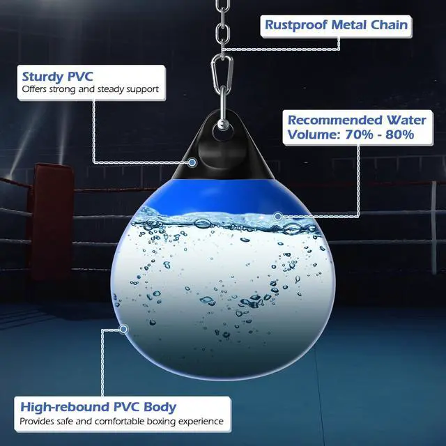 Alt view image 3 of 7 - Water Aqua Bag, 21'' 180 Pound /18 110 Pound Heavy Punching Bag with Adjustable Metal Chain, Water Injection Hose, Boxing Training Bag for Adults Fitness, MMA