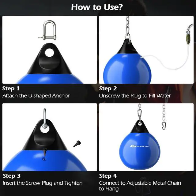 Alt view image 5 of 7 - Water Aqua Bag, 21'' 180 Pound /18 110 Pound Heavy Punching Bag with Adjustable Metal Chain, Water Injection Hose, Boxing Training Bag for Adults Fitness, MMA