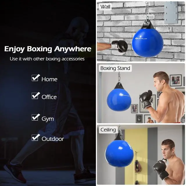Alt view image 6 of 7 - Water Aqua Bag, 21'' 180 Pound /18 110 Pound Heavy Punching Bag with Adjustable Metal Chain, Water Injection Hose, Boxing Training Bag for Adults Fitness, MMA