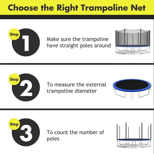 Alt view image 4 of 7 - Trampoline Safety Net, 8 10 12 14 15 16Ft Weather-Resistant Replacement Enclosure Net for Round Frame, with Double-Headed Zippers, Protection Buckles & Enhanced Hook, Poles Not Included