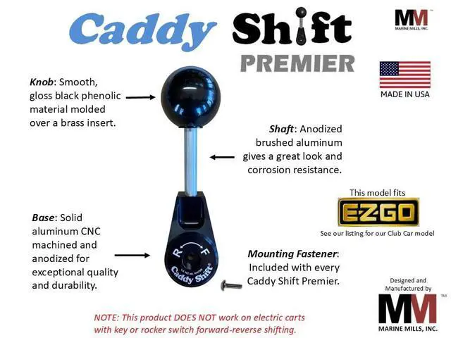 Alt view image 2 of 3 - EZGO TXT RXV Golf Cart Forward Reverse Shift Lever Handle - E-Z-GO Accessories & Parts - Ergonomic Shifter Knob Upgrade - Direct Replacement EZ Shift for Golf Cart (Premier)